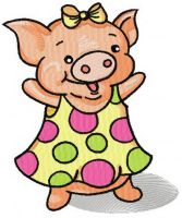 Happy piglet embroidery design