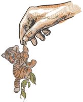Tiger cub on a liana in your hand embroidery design