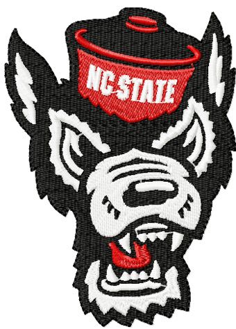 North Carolina angry wolf logo machine embroidery design