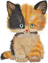 Sitting multicolored cat embroidery design