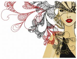 Stylish girl embroidery design