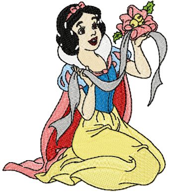 Snow White with flower machine embroidery design