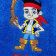 Embroidered towel with Jake the pirate on it