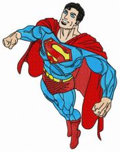 Superman flying to rescue embroidery design
