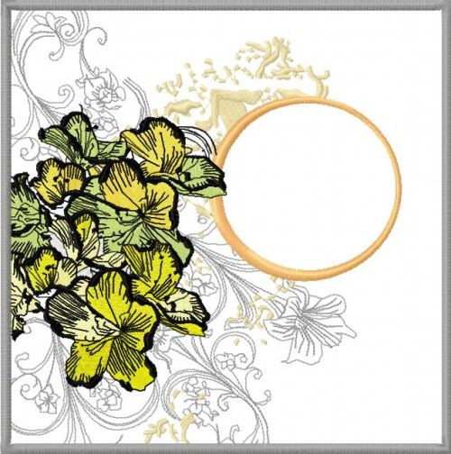 Floral invitation embroidery design