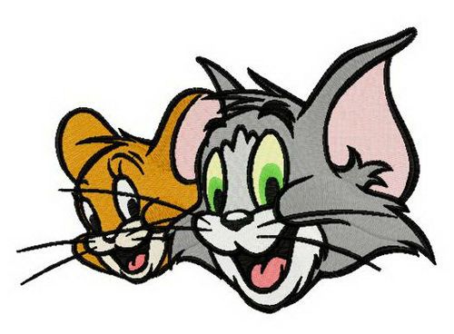 Tom and Jerry heads machine embroidery design