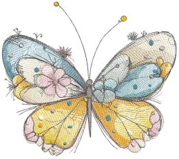 Butterfly crayons embroidery design