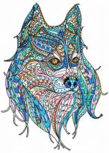 Mosaic wolf 6 embroidery design