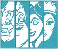 Villains friends one colored embroidery design