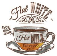 Flat white embroidery design