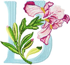 Iris Letter V embroidery design