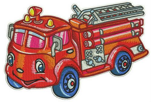 Fire engine machine embroidery design