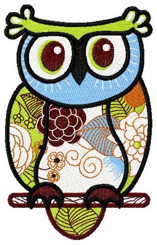 Summer owl machine embroidery design