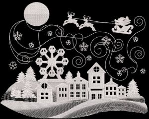 Sweet city celebrates Christmas embroidery design