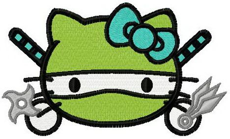 Hello Kitty ninja turtle machine embroidery design