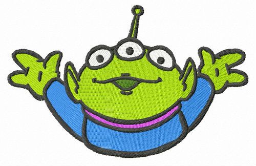 Hi Little Green Man machine embroidery design