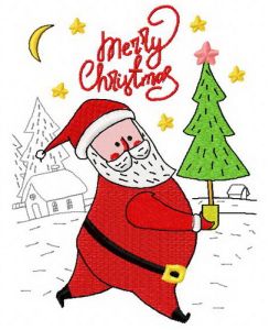 Santa with fir-tree 2 embroidery design