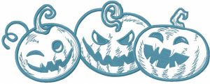 Smiling trio pumpkins embroidery design