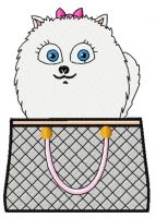 Gidget in hand bag embroidery design