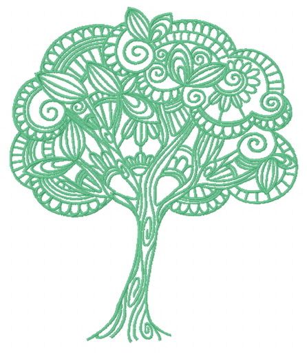Fancy tree machine embroidery design