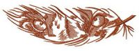 Feather with predator's eyes embroidery design