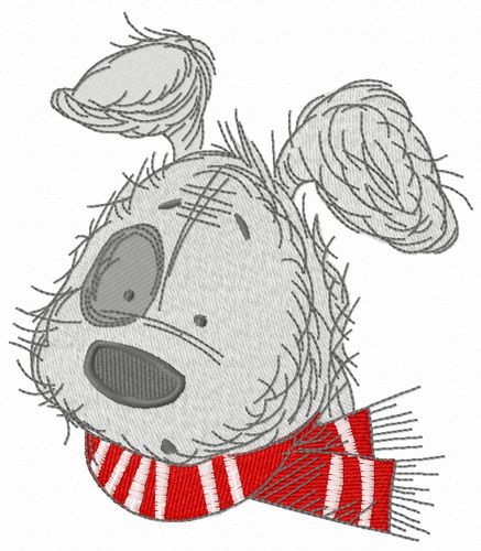 Puppy in red scarf machine embroidery design
