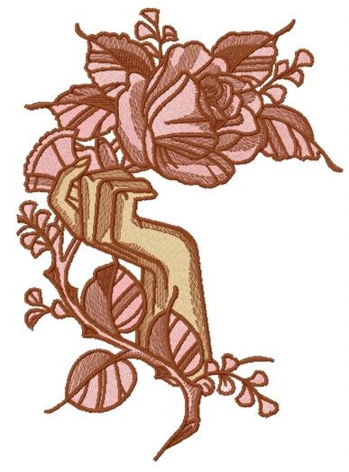 Hand holding rose machine embroidery design
