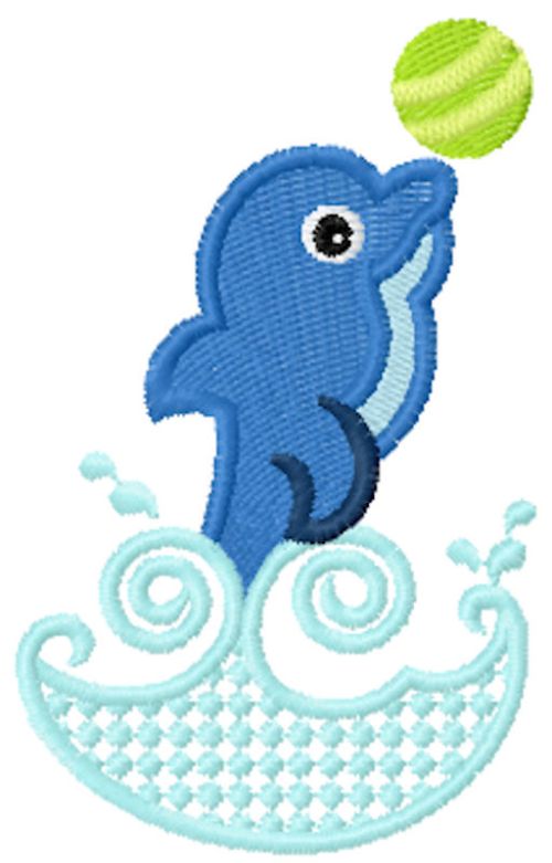 Playing dolphin free embroidery design