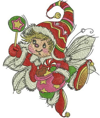 Christmas elf machine embroidery design
