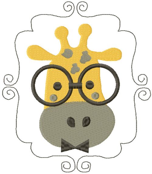 giraffe frame free embroidery design