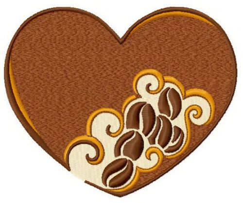 Coffee heart machine embroidery design