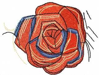 Vintage red rose free embroidery design