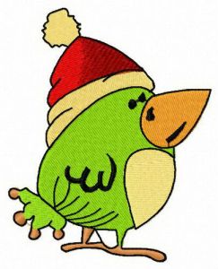 Green birdie embroidery design