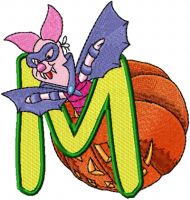 Piglet Alphabet Letter M embroidery design