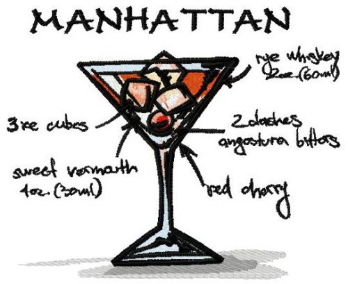 Manhattan cocktail machine embroidery design
