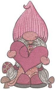Generous Gnome Amidst Whimsical Fungi embroidery design