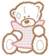 Sad teddy applique embroidery design
