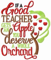 If a good teacher gets an apple embroidery design