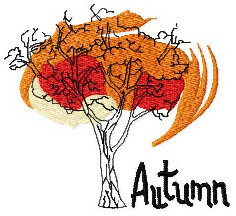 Autumn tree machine embroidery design