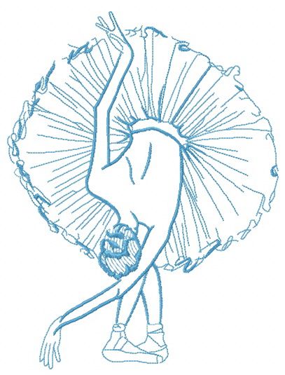 Graceful ballet dance one color machine embroidery design