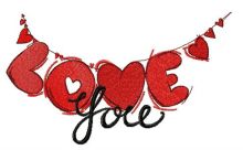 LOVE paper garland embroidery design
