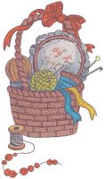Grandma's basket with needlework embroidery design