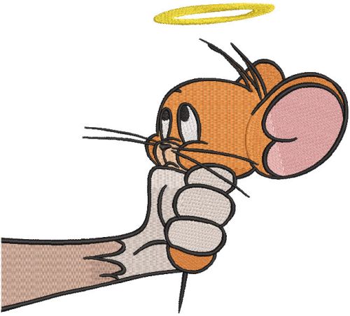 Jerry clenched in a fist embroidery design