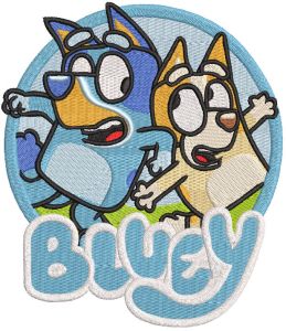 Badge Bluey and Bingo embroidery design