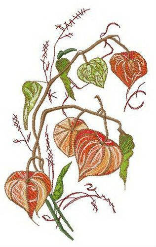 Physalis machine embroidery design