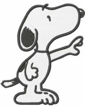 Snoopy waving his paw embroidery design