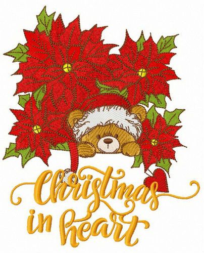Christmas in heart machine embroidery design