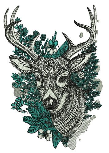 Mosaic deer machine embroidery design      