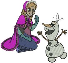Anna and Olaf  embroidery design