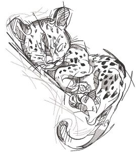 Sleeping Jaguar Cub embroidery design